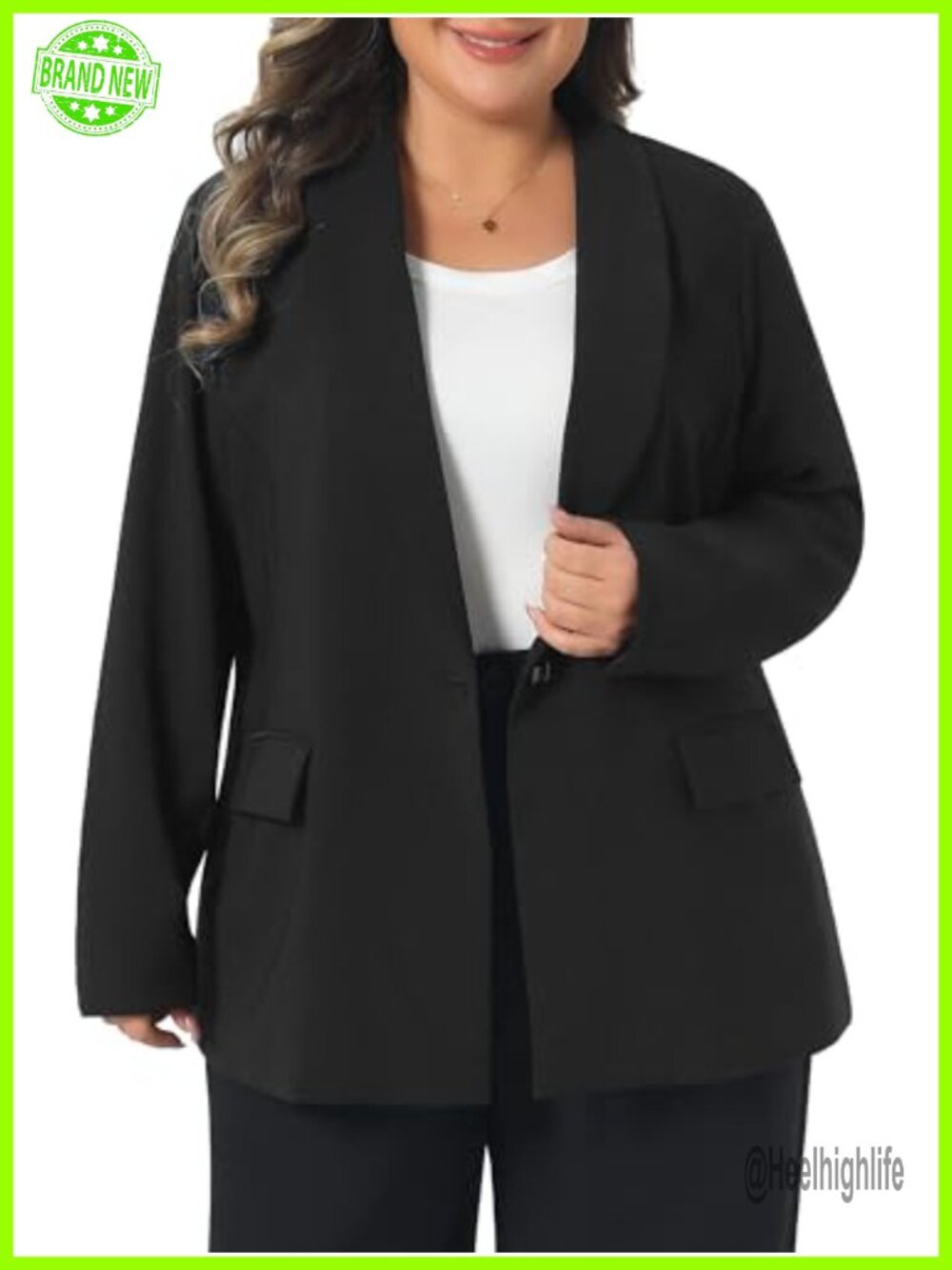 Plus Size Blazer for Women Lapel Button Business Casual Long Sleeve Lined